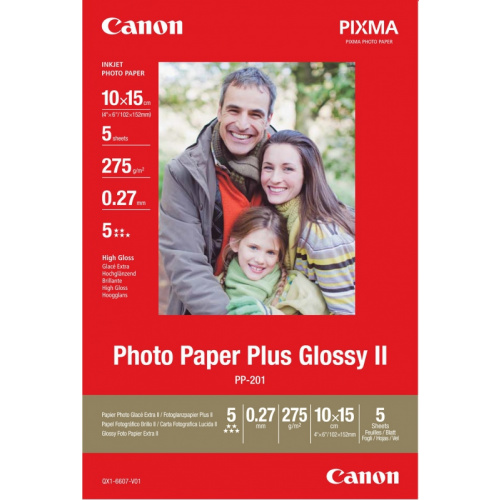 CANON inkjet 275g Glossy II 10x15/5 PP-201